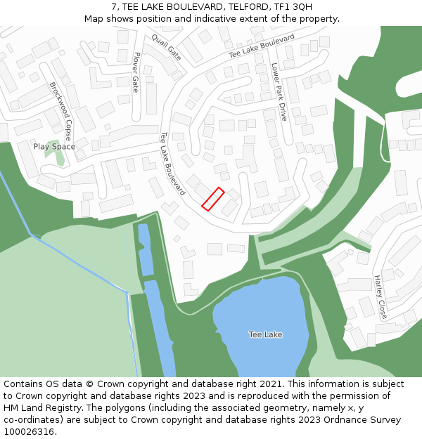 7, TEE LAKE BOULEVARD, TELFORD, TF1 3QH: Location map and indicative extent of plot