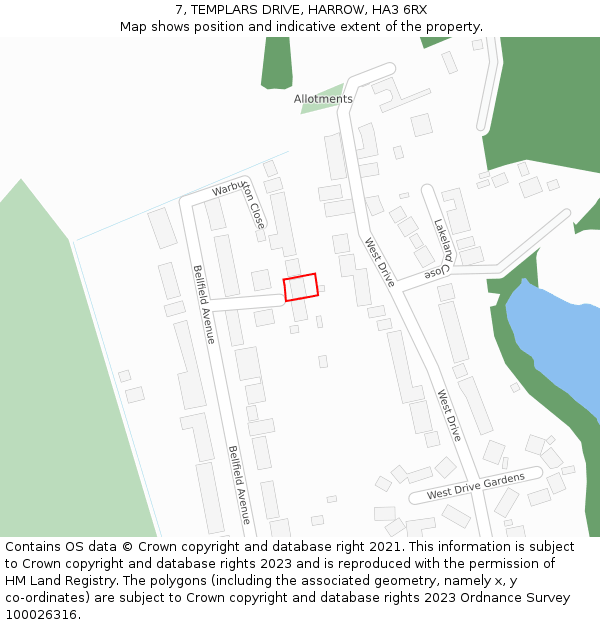 7, TEMPLARS DRIVE, HARROW, HA3 6RX: Location map and indicative extent of plot