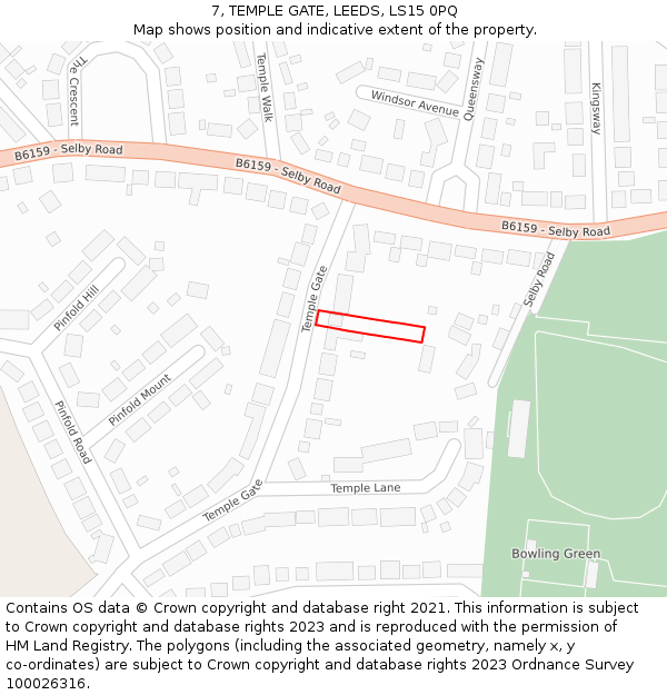 7, TEMPLE GATE, LEEDS, LS15 0PQ: Location map and indicative extent of plot