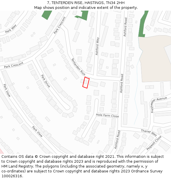 7, TENTERDEN RISE, HASTINGS, TN34 2HH: Location map and indicative extent of plot