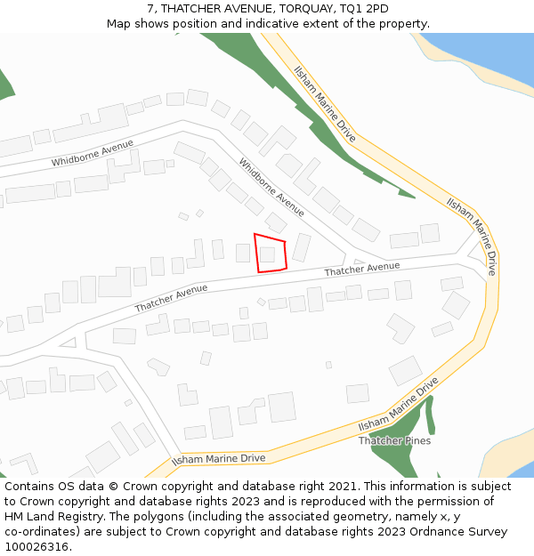 7, THATCHER AVENUE, TORQUAY, TQ1 2PD: Location map and indicative extent of plot