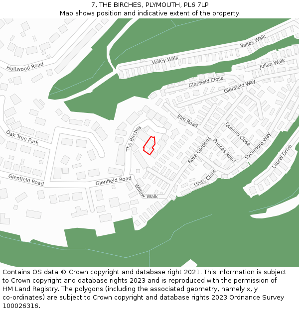 7, THE BIRCHES, PLYMOUTH, PL6 7LP: Location map and indicative extent of plot