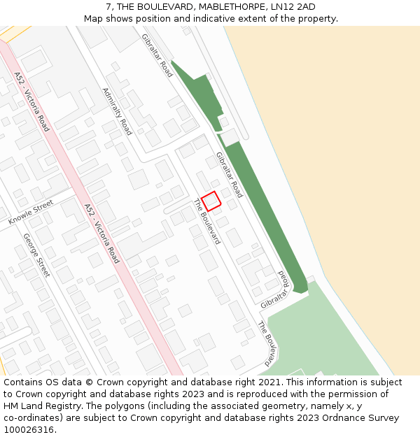 7, THE BOULEVARD, MABLETHORPE, LN12 2AD: Location map and indicative extent of plot