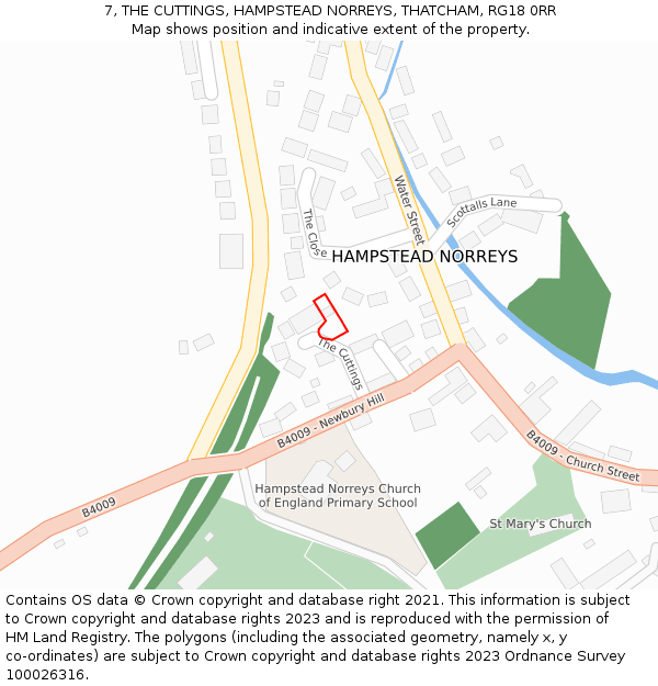 7, THE CUTTINGS, HAMPSTEAD NORREYS, THATCHAM, RG18 0RR: Location map and indicative extent of plot