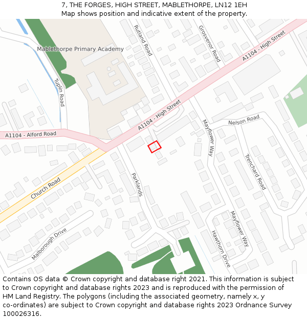 7, THE FORGES, HIGH STREET, MABLETHORPE, LN12 1EH: Location map and indicative extent of plot