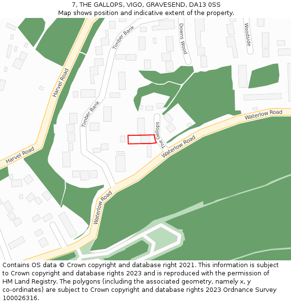 7, THE GALLOPS, VIGO, GRAVESEND, DA13 0SS: Location map and indicative extent of plot