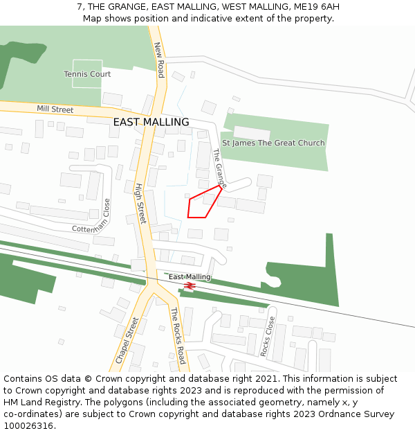 7, THE GRANGE, EAST MALLING, WEST MALLING, ME19 6AH: Location map and indicative extent of plot