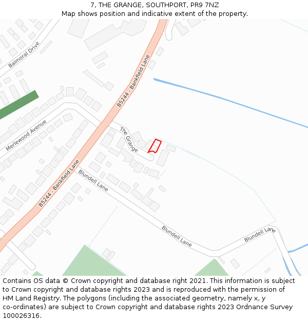 7, THE GRANGE, SOUTHPORT, PR9 7NZ: Location map and indicative extent of plot