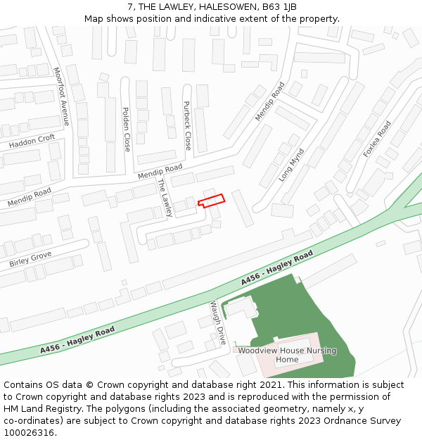 7, THE LAWLEY, HALESOWEN, B63 1JB: Location map and indicative extent of plot