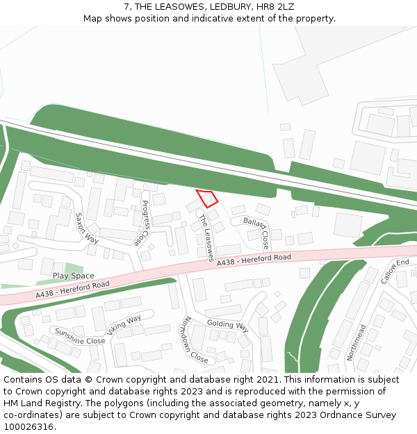 7, THE LEASOWES, LEDBURY, HR8 2LZ: Location map and indicative extent of plot