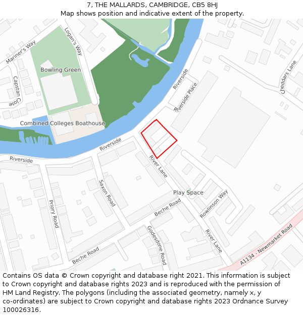 7, THE MALLARDS, CAMBRIDGE, CB5 8HJ: Location map and indicative extent of plot