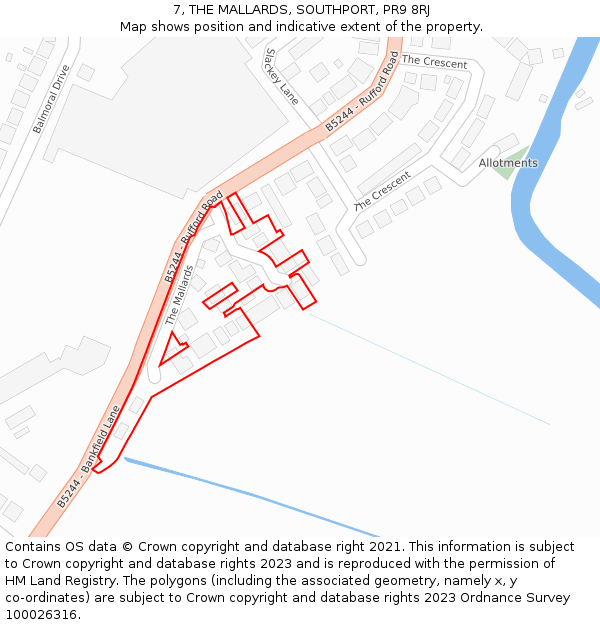 7, THE MALLARDS, SOUTHPORT, PR9 8RJ: Location map and indicative extent of plot