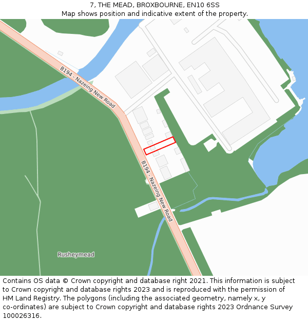 7, THE MEAD, BROXBOURNE, EN10 6SS: Location map and indicative extent of plot