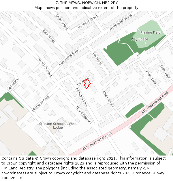 7, THE MEWS, NORWICH, NR2 2BY: Location map and indicative extent of plot