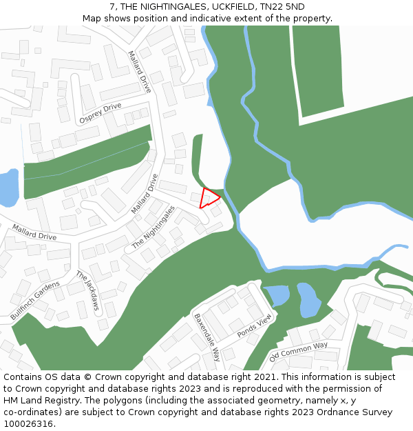 7, THE NIGHTINGALES, UCKFIELD, TN22 5ND: Location map and indicative extent of plot