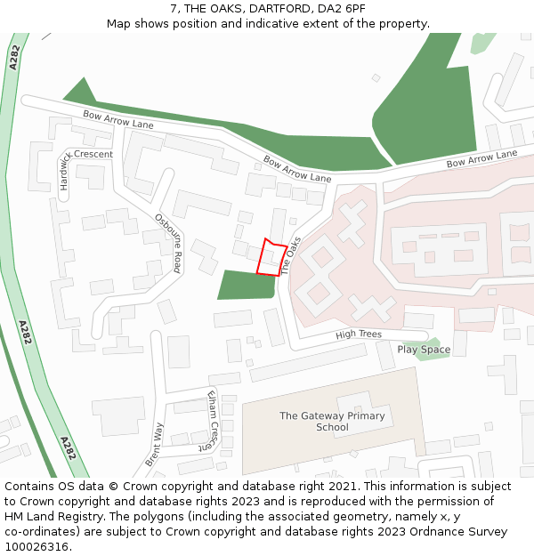 7, THE OAKS, DARTFORD, DA2 6PF: Location map and indicative extent of plot