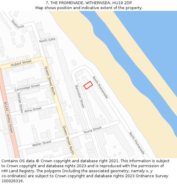 7, THE PROMENADE, WITHERNSEA, HU19 2DP: Location map and indicative extent of plot