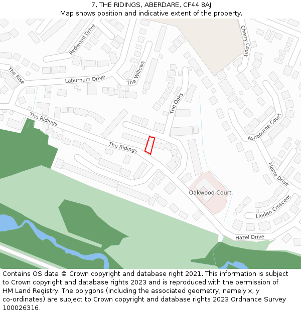 7, THE RIDINGS, ABERDARE, CF44 8AJ: Location map and indicative extent of plot