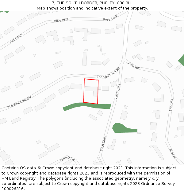 7, THE SOUTH BORDER, PURLEY, CR8 3LL: Location map and indicative extent of plot