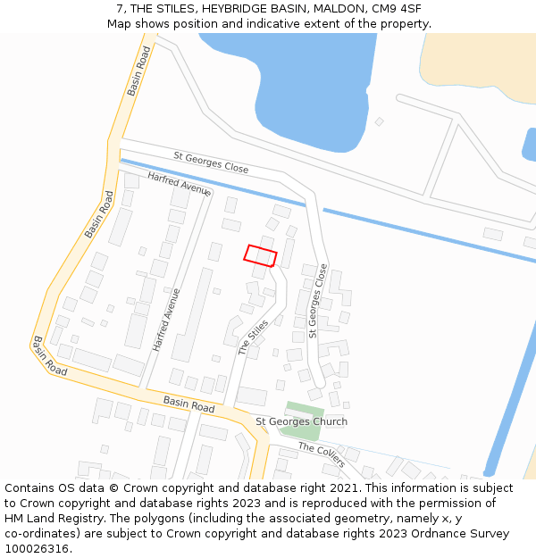 7, THE STILES, HEYBRIDGE BASIN, MALDON, CM9 4SF: Location map and indicative extent of plot
