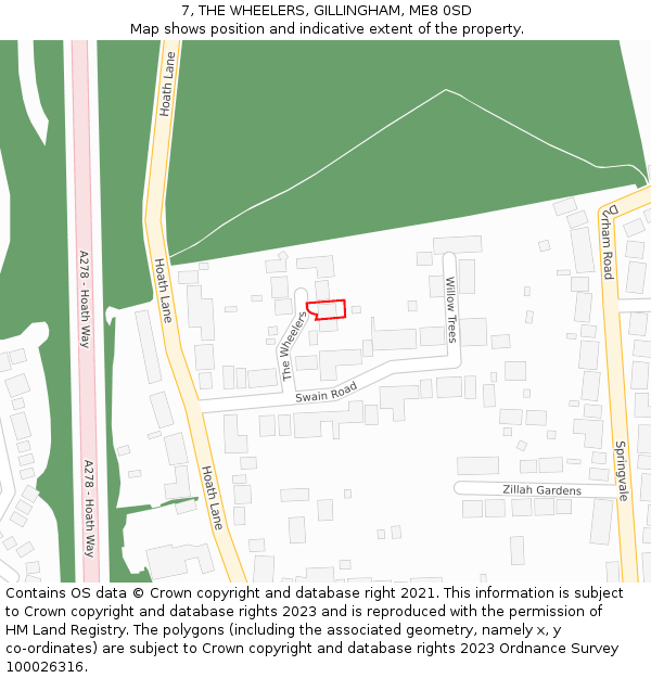 7, THE WHEELERS, GILLINGHAM, ME8 0SD: Location map and indicative extent of plot