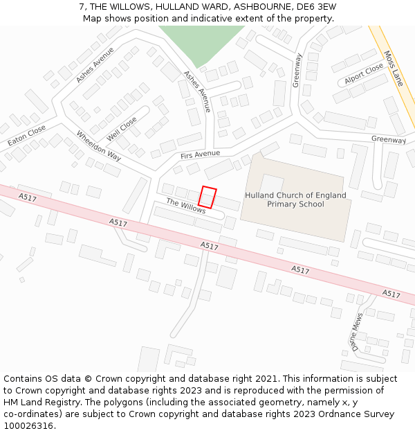 7, THE WILLOWS, HULLAND WARD, ASHBOURNE, DE6 3EW: Location map and indicative extent of plot