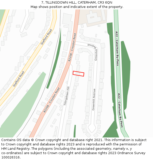 7, TILLINGDOWN HILL, CATERHAM, CR3 6QN: Location map and indicative extent of plot