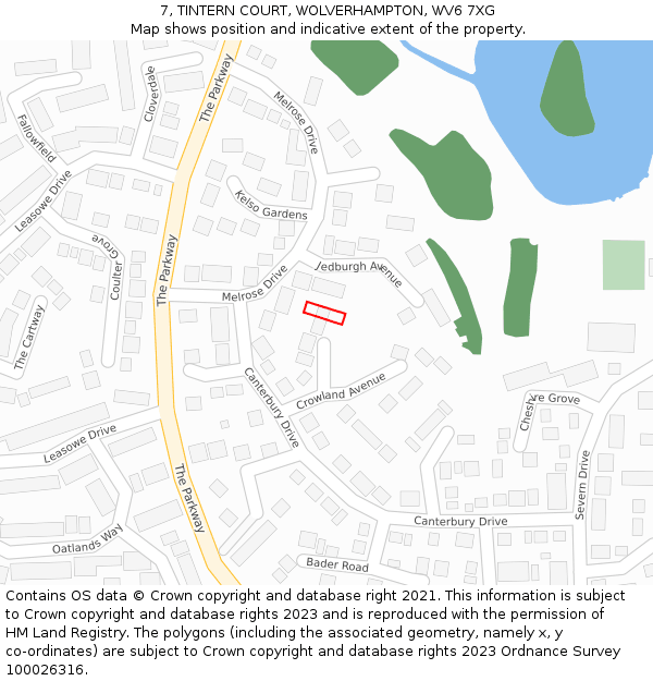 7, TINTERN COURT, WOLVERHAMPTON, WV6 7XG: Location map and indicative extent of plot