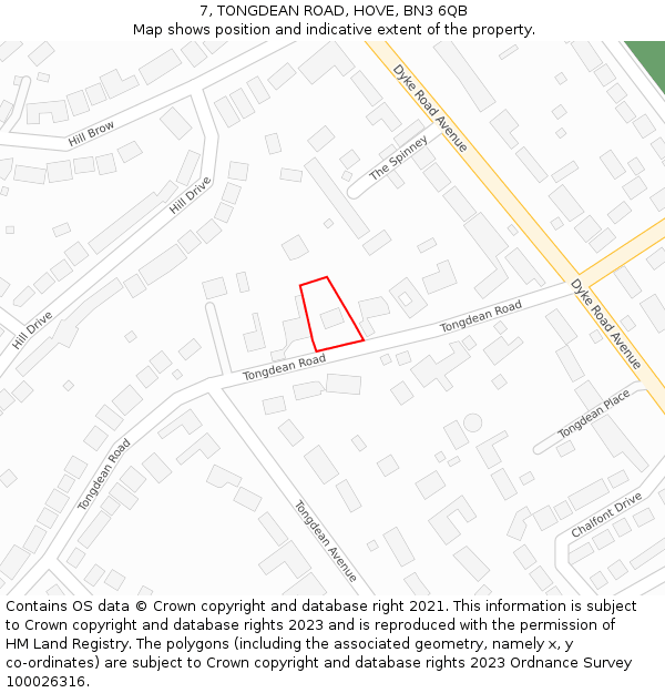 7, TONGDEAN ROAD, HOVE, BN3 6QB: Location map and indicative extent of plot