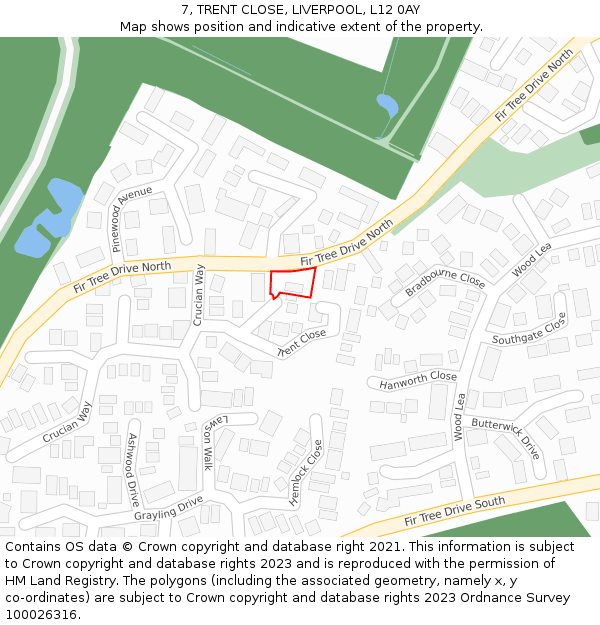 7, TRENT CLOSE, LIVERPOOL, L12 0AY: Location map and indicative extent of plot