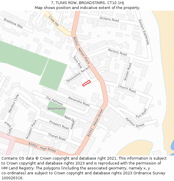 7, TUNIS ROW, BROADSTAIRS, CT10 1HJ: Location map and indicative extent of plot