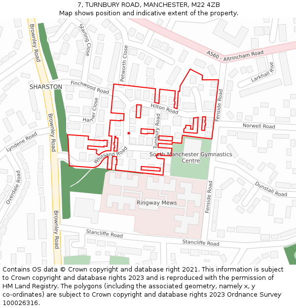 7, TURNBURY ROAD, MANCHESTER, M22 4ZB: Location map and indicative extent of plot