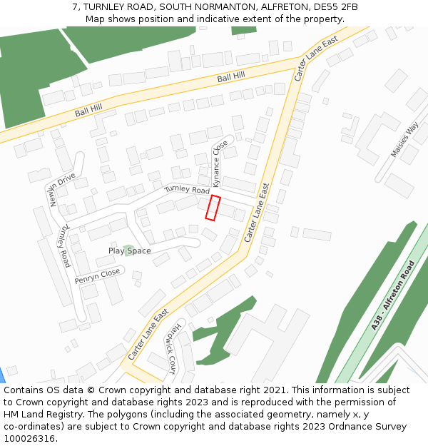 7, TURNLEY ROAD, SOUTH NORMANTON, ALFRETON, DE55 2FB: Location map and indicative extent of plot