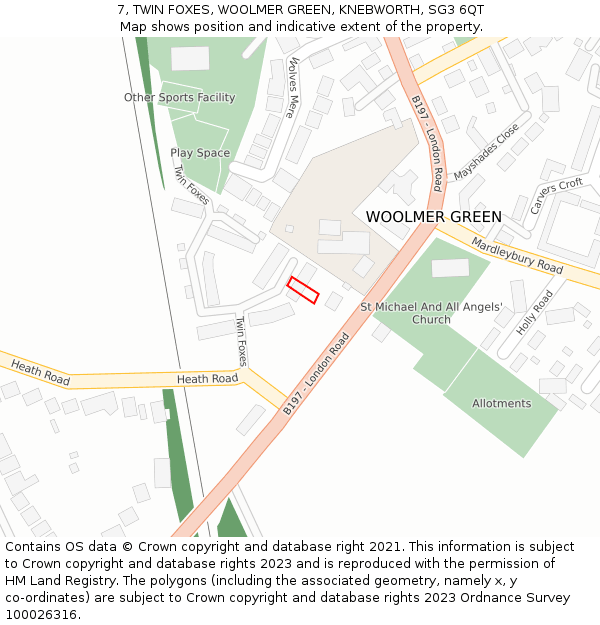 7, TWIN FOXES, WOOLMER GREEN, KNEBWORTH, SG3 6QT: Location map and indicative extent of plot