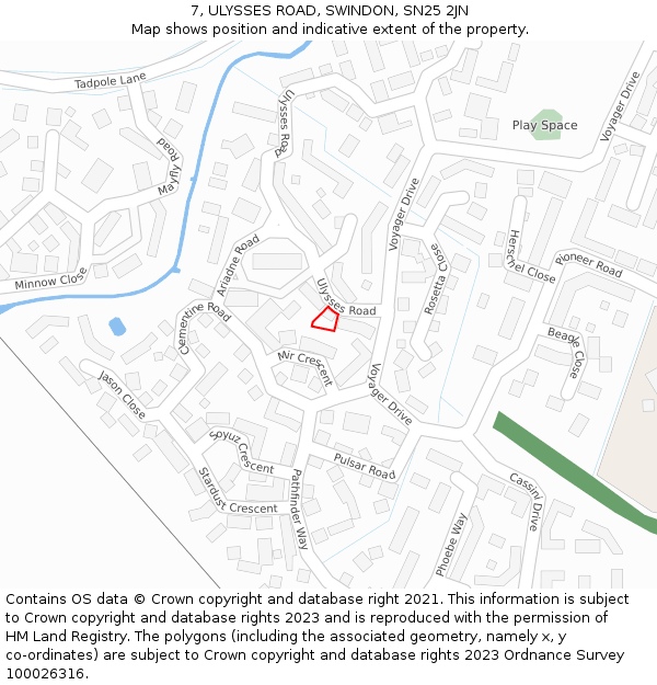7, ULYSSES ROAD, SWINDON, SN25 2JN: Location map and indicative extent of plot
