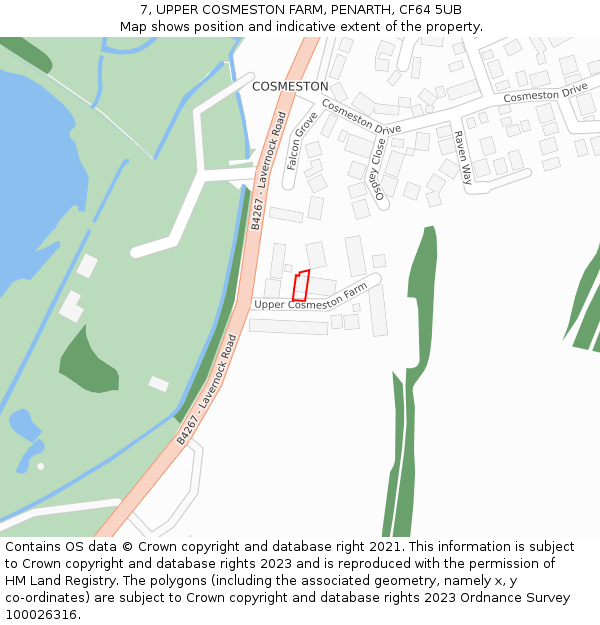 7, UPPER COSMESTON FARM, PENARTH, CF64 5UB: Location map and indicative extent of plot