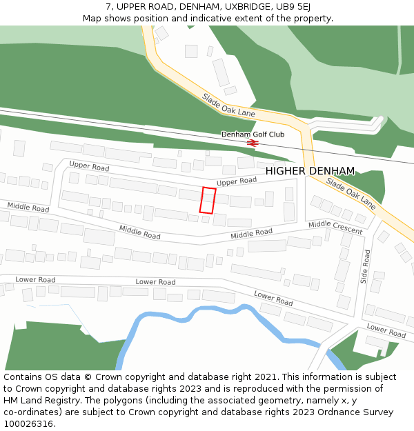 7, UPPER ROAD, DENHAM, UXBRIDGE, UB9 5EJ: Location map and indicative extent of plot