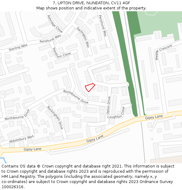 7, UPTON DRIVE, NUNEATON, CV11 4GF: Location map and indicative extent of plot