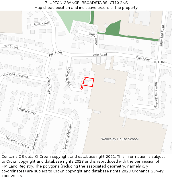 7, UPTON GRANGE, BROADSTAIRS, CT10 2NS: Location map and indicative extent of plot