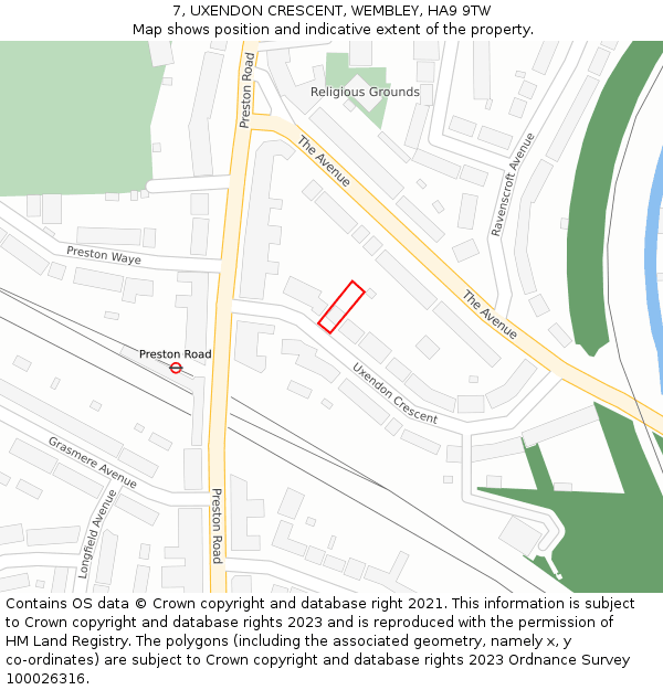 7, UXENDON CRESCENT, WEMBLEY, HA9 9TW: Location map and indicative extent of plot