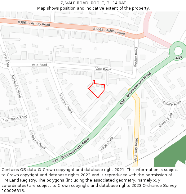 7, VALE ROAD, POOLE, BH14 9AT: Location map and indicative extent of plot