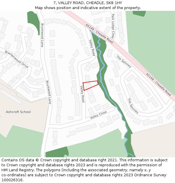 7, VALLEY ROAD, CHEADLE, SK8 1HY: Location map and indicative extent of plot