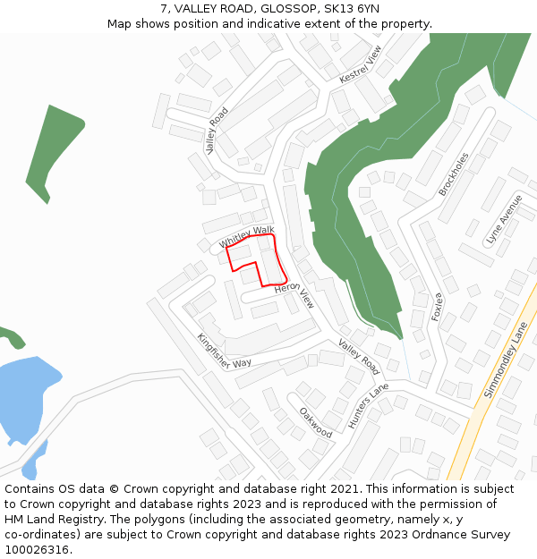 7, VALLEY ROAD, GLOSSOP, SK13 6YN: Location map and indicative extent of plot