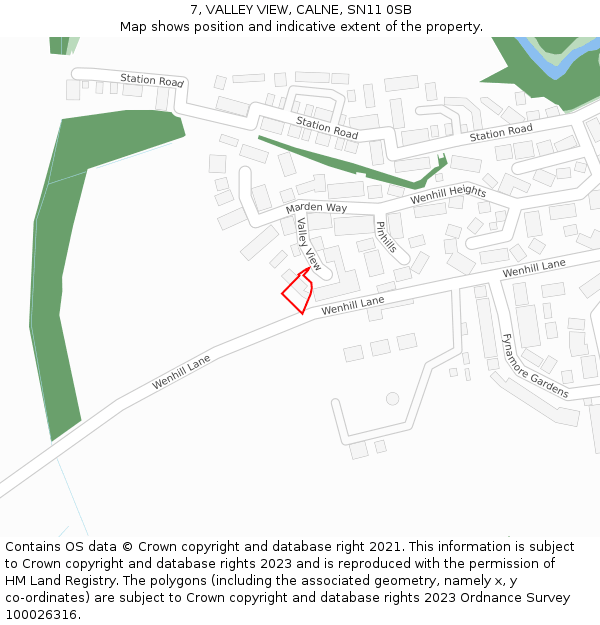 7, VALLEY VIEW, CALNE, SN11 0SB: Location map and indicative extent of plot