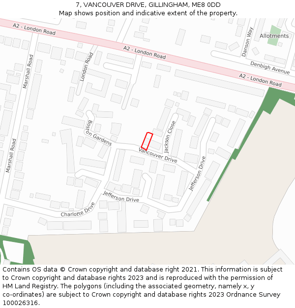 7, VANCOUVER DRIVE, GILLINGHAM, ME8 0DD: Location map and indicative extent of plot