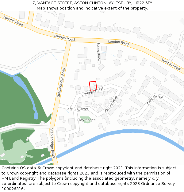 7, VANTAGE STREET, ASTON CLINTON, AYLESBURY, HP22 5FY: Location map and indicative extent of plot