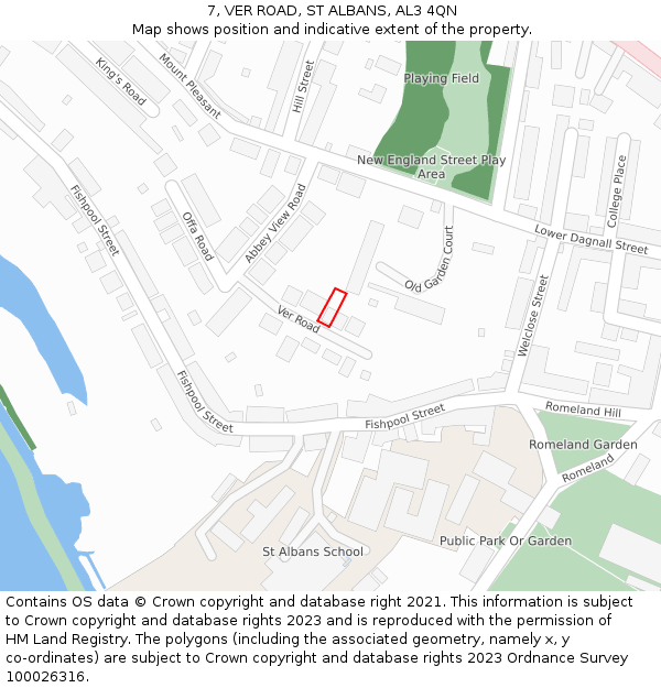 7, VER ROAD, ST ALBANS, AL3 4QN: Location map and indicative extent of plot