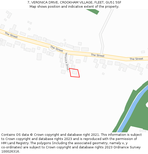 7, VERONICA DRIVE, CROOKHAM VILLAGE, FLEET, GU51 5SF: Location map and indicative extent of plot