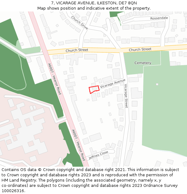 7, VICARAGE AVENUE, ILKESTON, DE7 8QN: Location map and indicative extent of plot