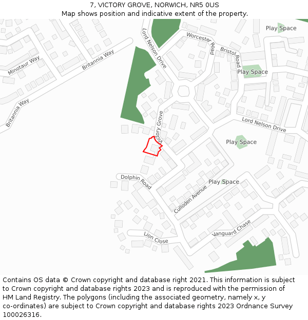 7, VICTORY GROVE, NORWICH, NR5 0US: Location map and indicative extent of plot